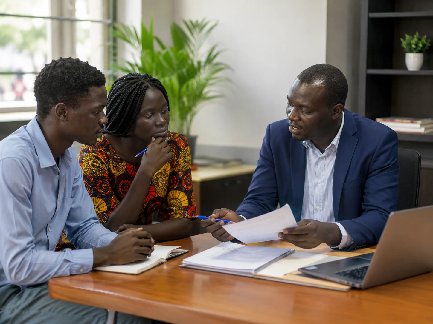 Professional discussion in an office setting