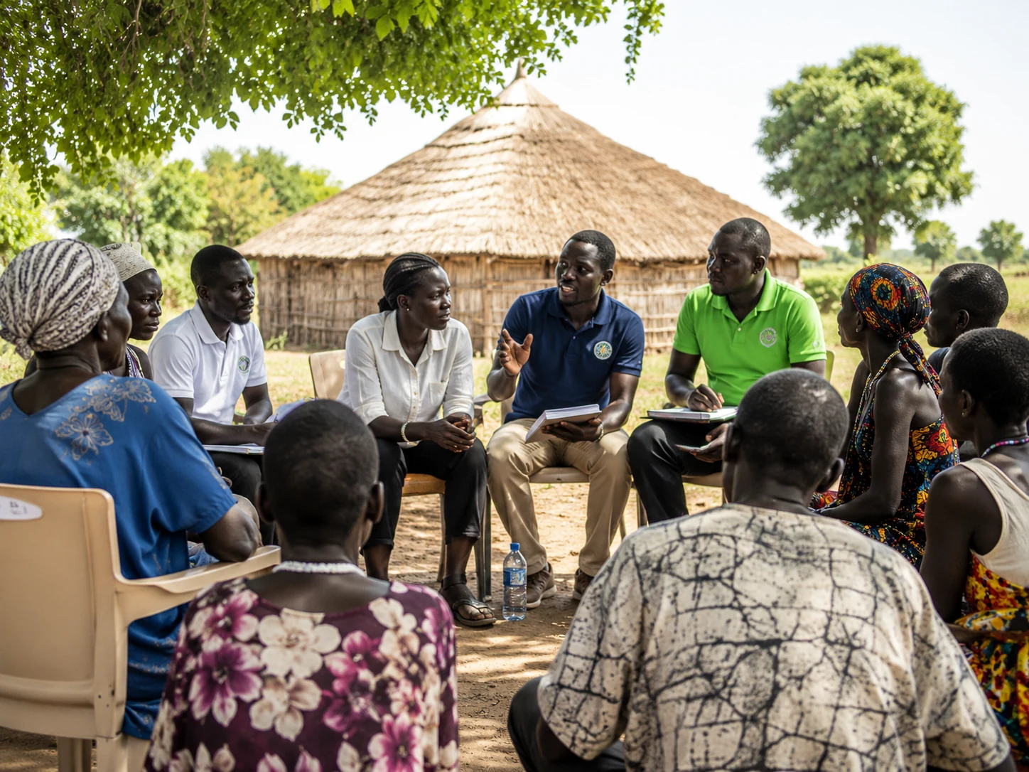 Community studies students in a rural development discussion with local residents