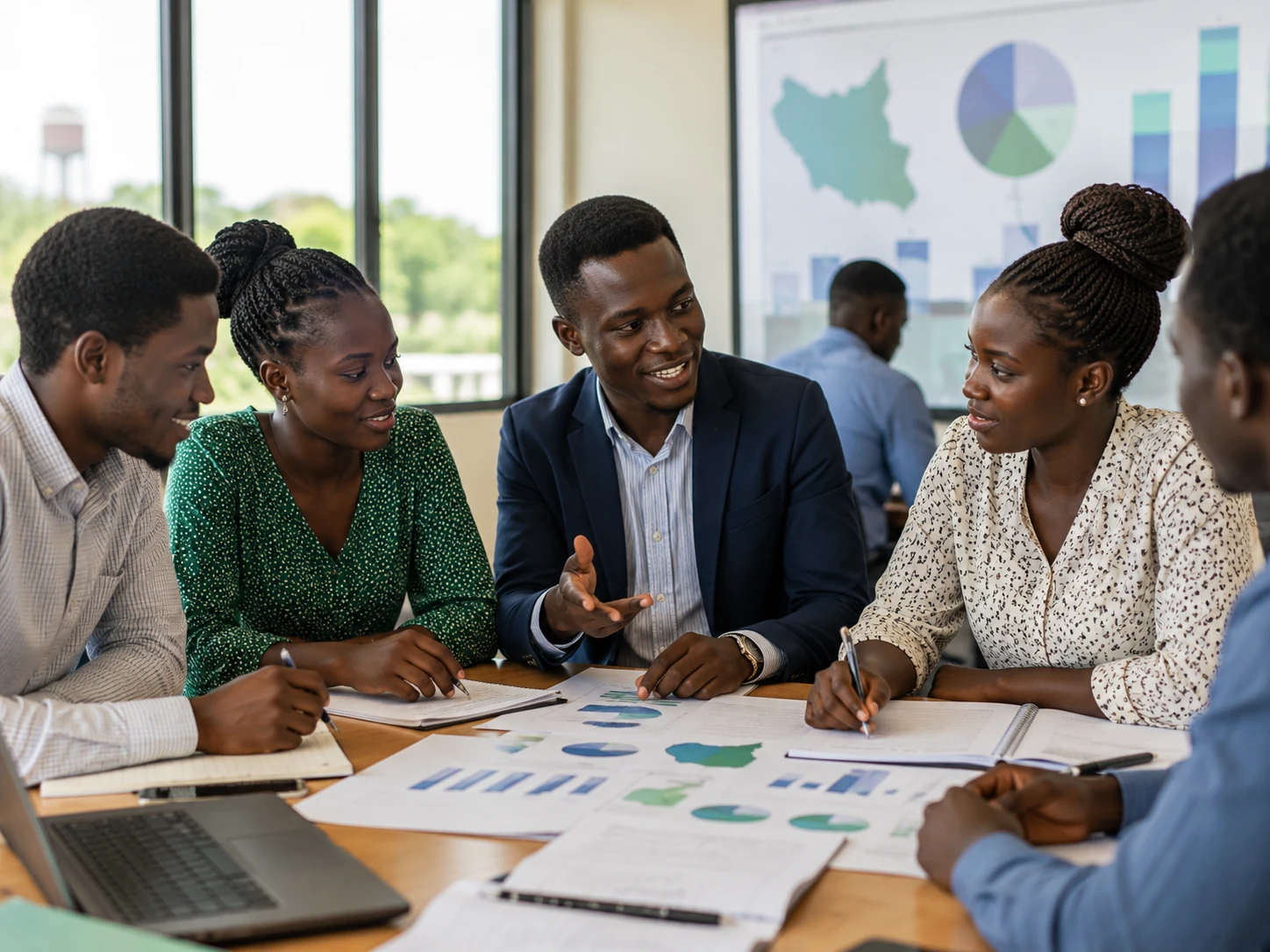 Students discussing economics and social studies in a seminar setting