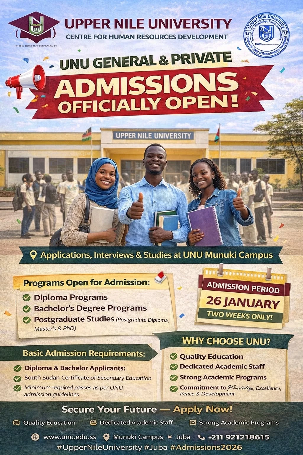 General and private admissions announcement poster