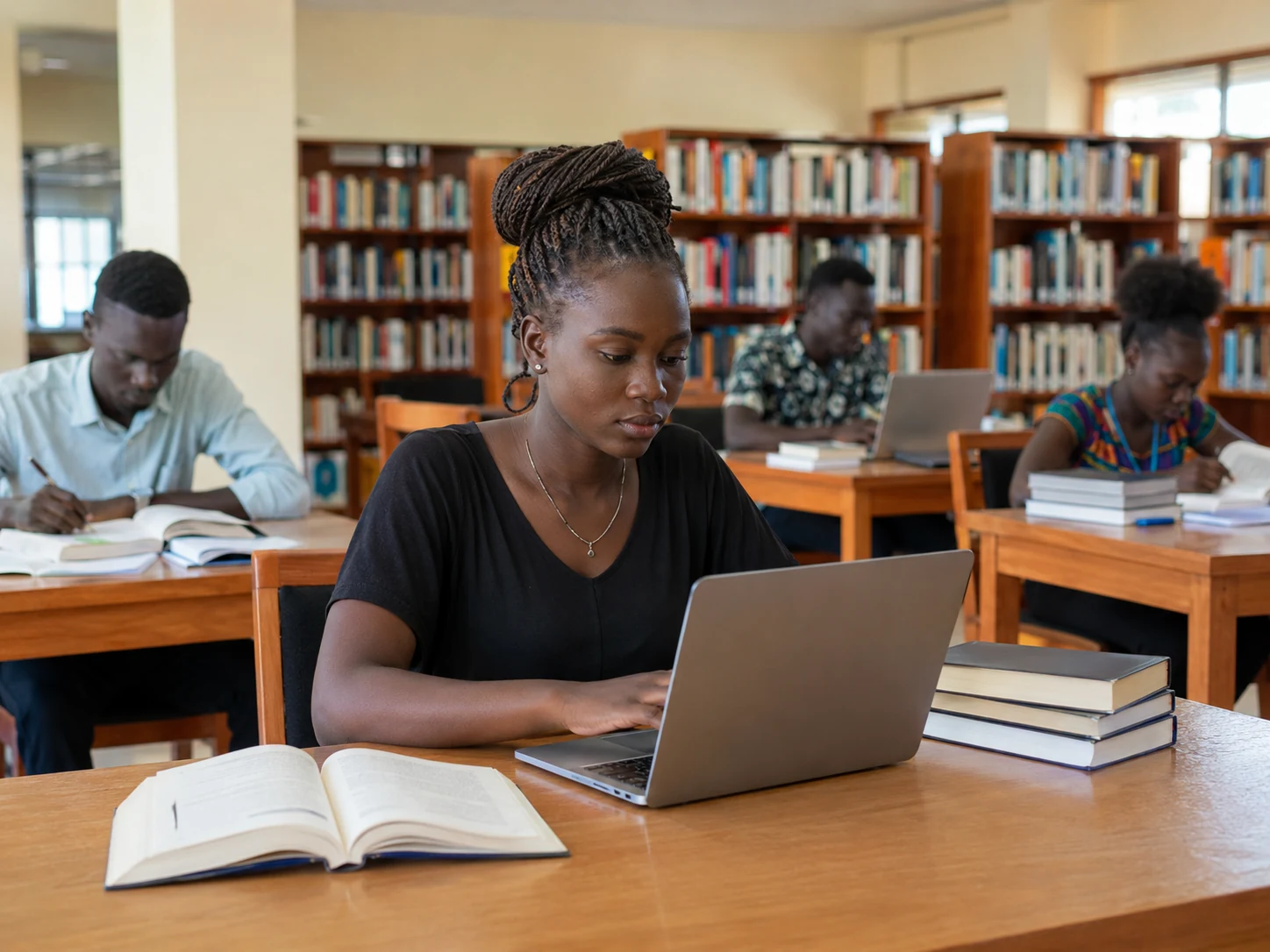 Students studying in the library