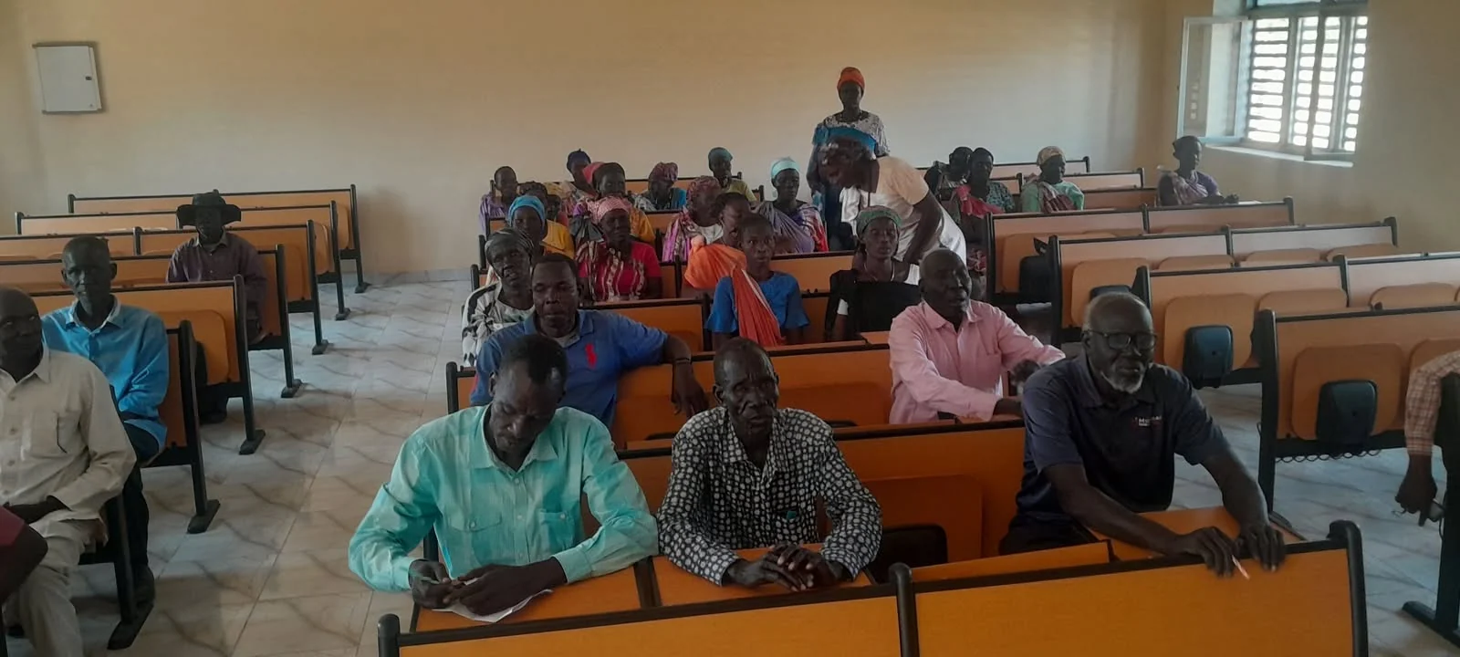 Orientation activity in a renovated lecture hall at Malakal Campus