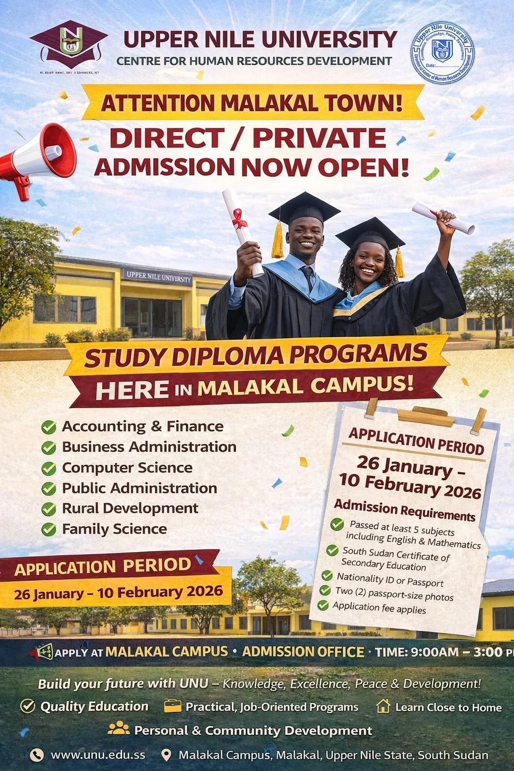 Malakal diploma admissions poster