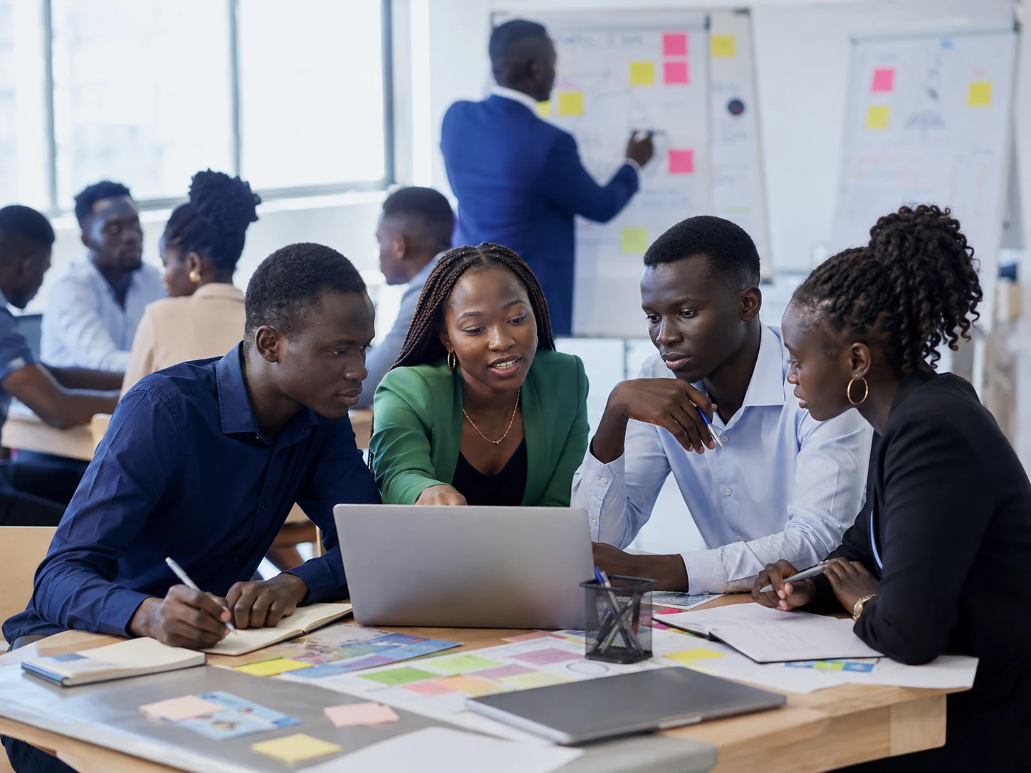 Management sciences students collaborating in an entrepreneurship workshop